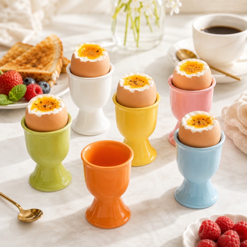 Commercial Kitchen Utensils - أصحاب أكواب البيض السيراميك معكرون اللون