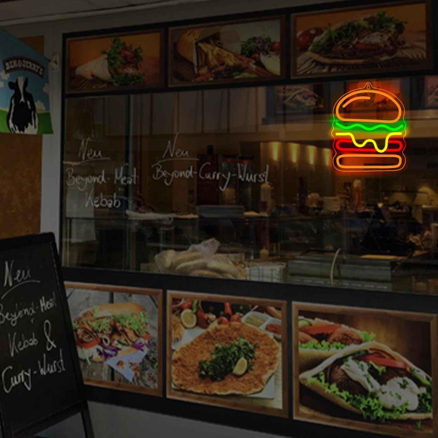 علامة برجر نيون مع ضوء LED للج - مراجعة Commercial Kitchen Walls وسعره