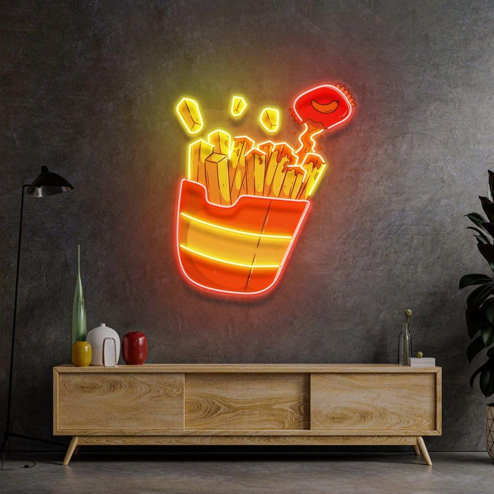 لافتة نيون بطاطس مقلية مخصصة ل - مراجعة Commercial Kitchen Walls وسعره